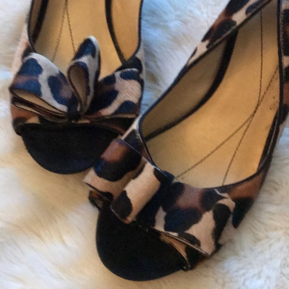 Kate Spade leopard pony hair slingback heels